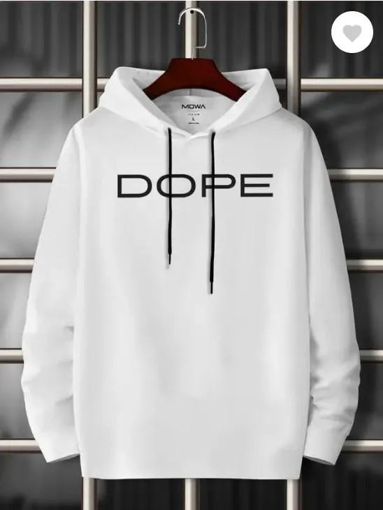 Men Cotton Hoodie DOPE Print White XL to XXL