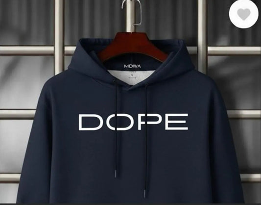 Men Cotton Hoodie DOPE Bold Print Blue