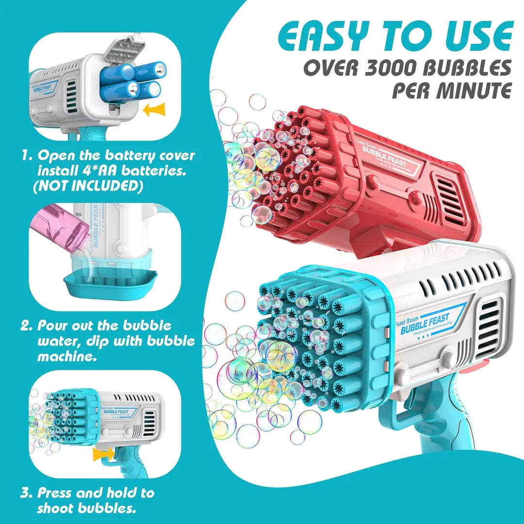 Electric Bubble Machine Toy for Kids | Automatic Bubble Maker with LED Lights | Battery Operated Bubble Blower for Outdoor Play, Birthday Parties & Family Fun