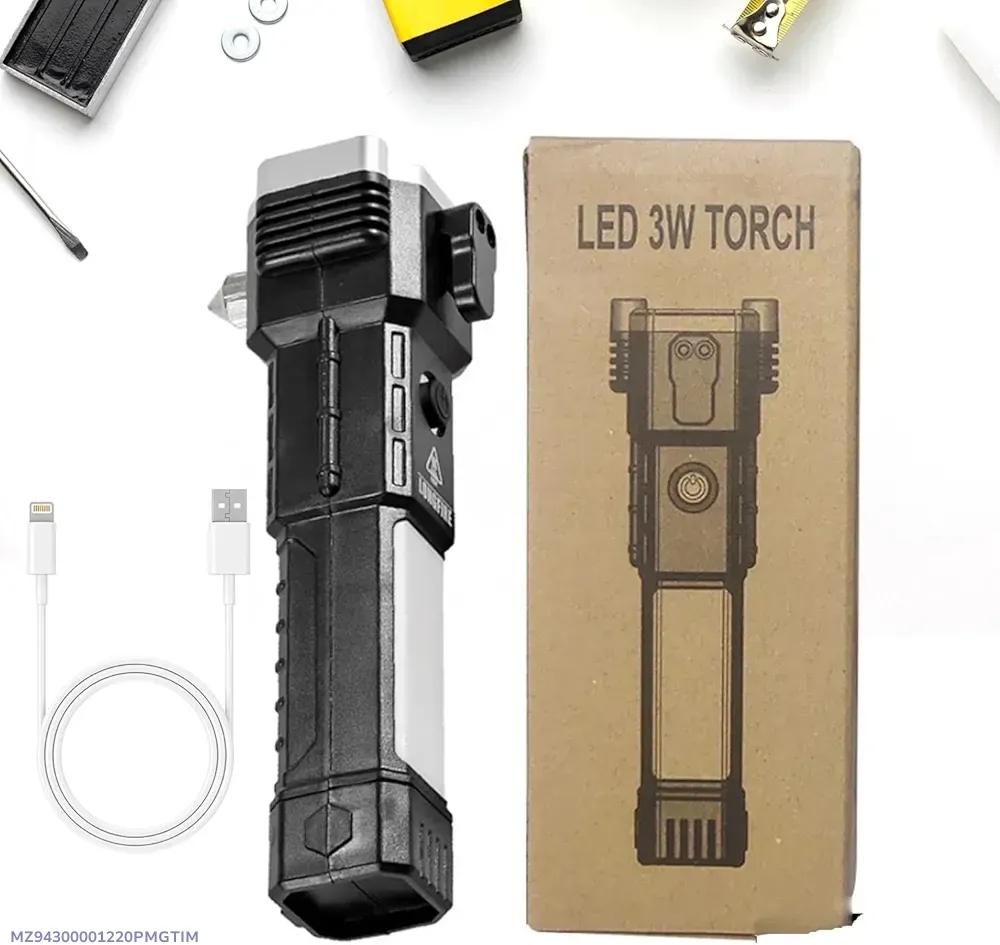 Rechargeable LED Torch 3W Black ABS